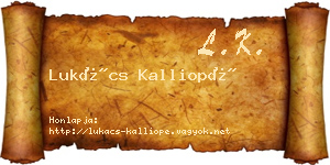 Lukács Kalliopé névjegykártya